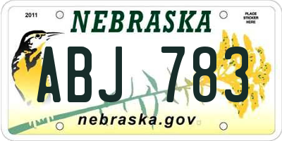 NE license plate ABJ783