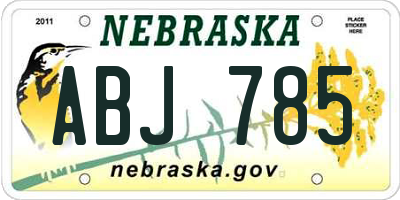 NE license plate ABJ785