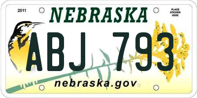 NE license plate ABJ793