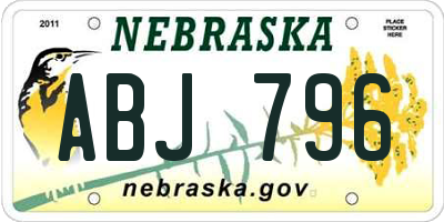 NE license plate ABJ796