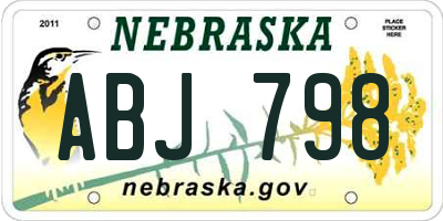 NE license plate ABJ798
