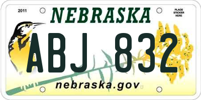 NE license plate ABJ832