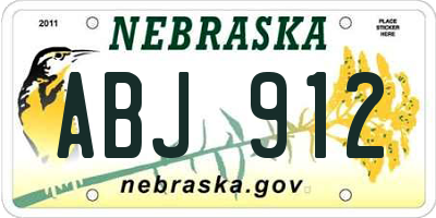 NE license plate ABJ912