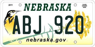 NE license plate ABJ920
