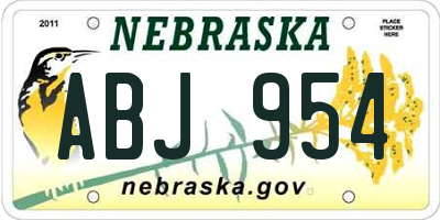 NE license plate ABJ954