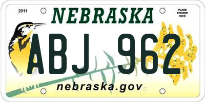 NE license plate ABJ962