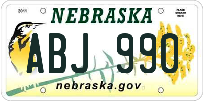 NE license plate ABJ990
