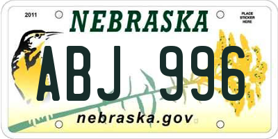 NE license plate ABJ996