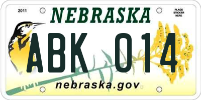 NE license plate ABK014