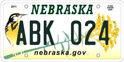 NE license plate ABK024