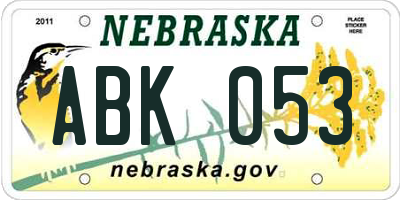 NE license plate ABK053