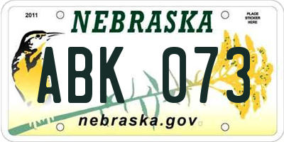NE license plate ABK073