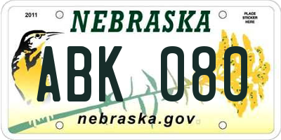 NE license plate ABK080