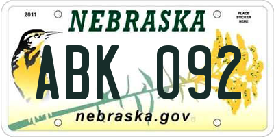NE license plate ABK092