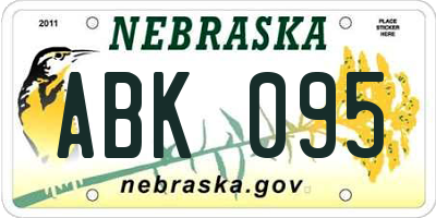 NE license plate ABK095