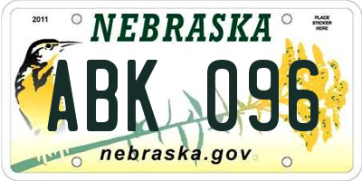 NE license plate ABK096