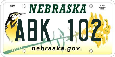 NE license plate ABK102
