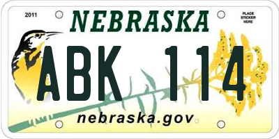 NE license plate ABK114