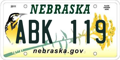 NE license plate ABK119