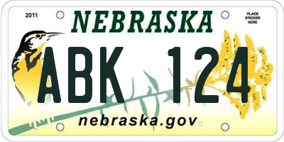 NE license plate ABK124