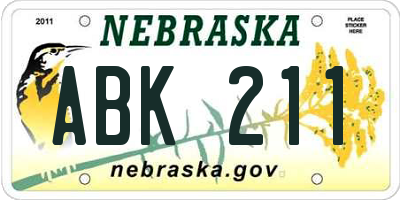 NE license plate ABK211
