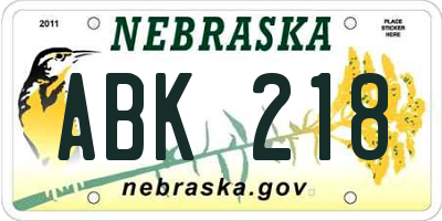 NE license plate ABK218