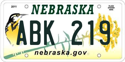 NE license plate ABK219