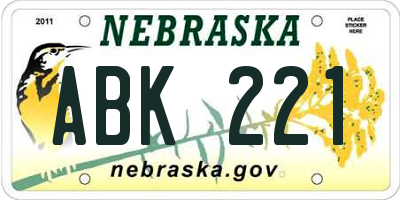 NE license plate ABK221