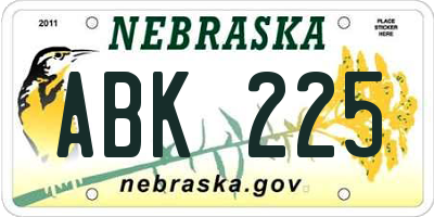 NE license plate ABK225