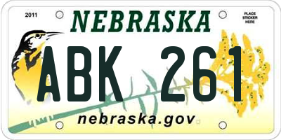 NE license plate ABK261