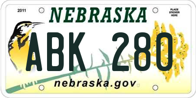 NE license plate ABK280