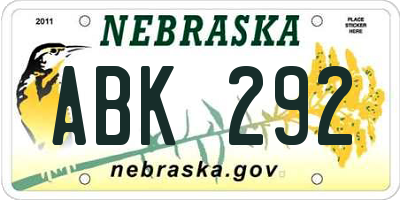 NE license plate ABK292