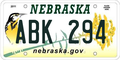 NE license plate ABK294