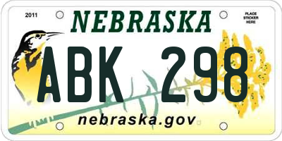 NE license plate ABK298