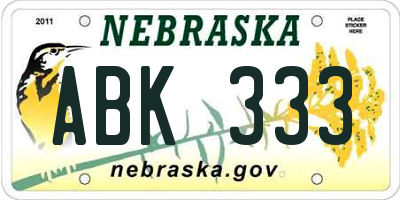 NE license plate ABK333