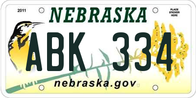 NE license plate ABK334