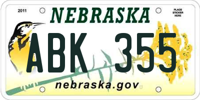 NE license plate ABK355