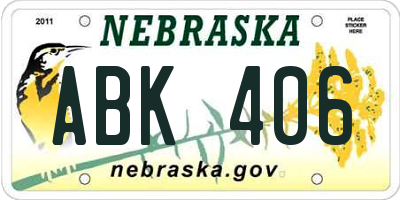 NE license plate ABK406