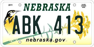 NE license plate ABK413