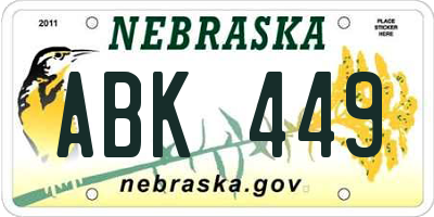 NE license plate ABK449
