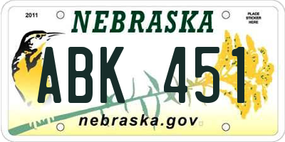 NE license plate ABK451