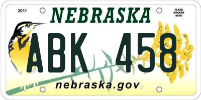 NE license plate ABK458