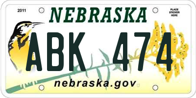 NE license plate ABK474