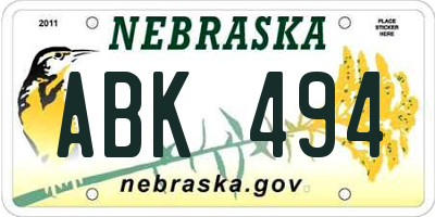 NE license plate ABK494