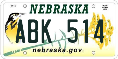NE license plate ABK514