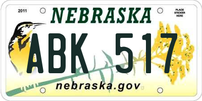 NE license plate ABK517