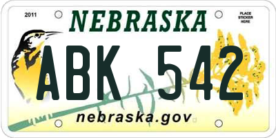 NE license plate ABK542