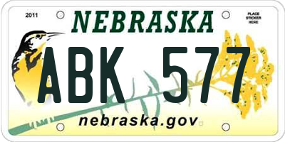 NE license plate ABK577