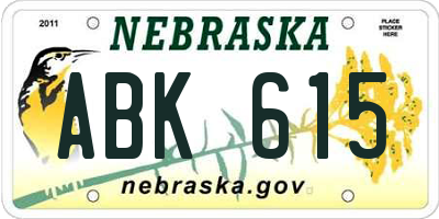NE license plate ABK615