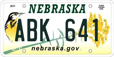 NE license plate ABK641